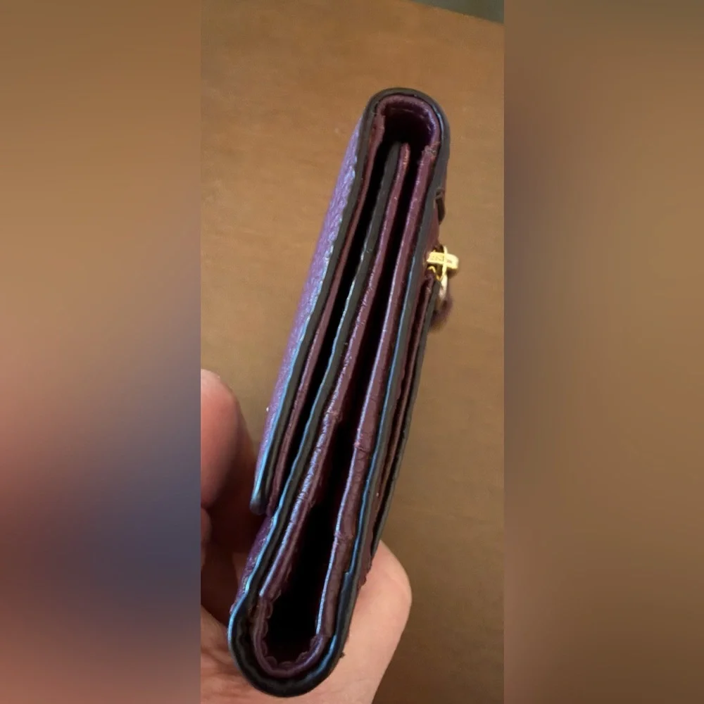**SALE**Kate Spade Deep Purple Pebbled Leather Small Wallet - Picture 6 of 14